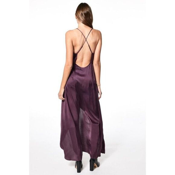 Young Fabulous & Broke NEW! YFB Maxi Slip Dress Wrap Deep Purple SMALL - Picture 14 of 14